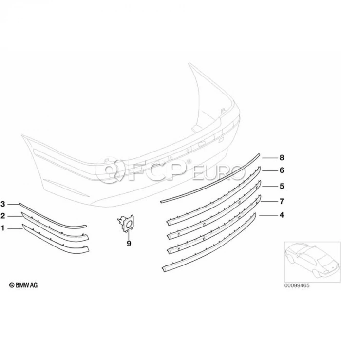 Bmw 7 Serisi Arka Tampon Bandı Nikelaj Sağ 2002- (Oem No:  51127033490)