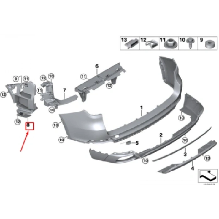 Bmw X5 Arka Tampon Braketi Dış Sağ 2013- (Oem No:  51127294722)