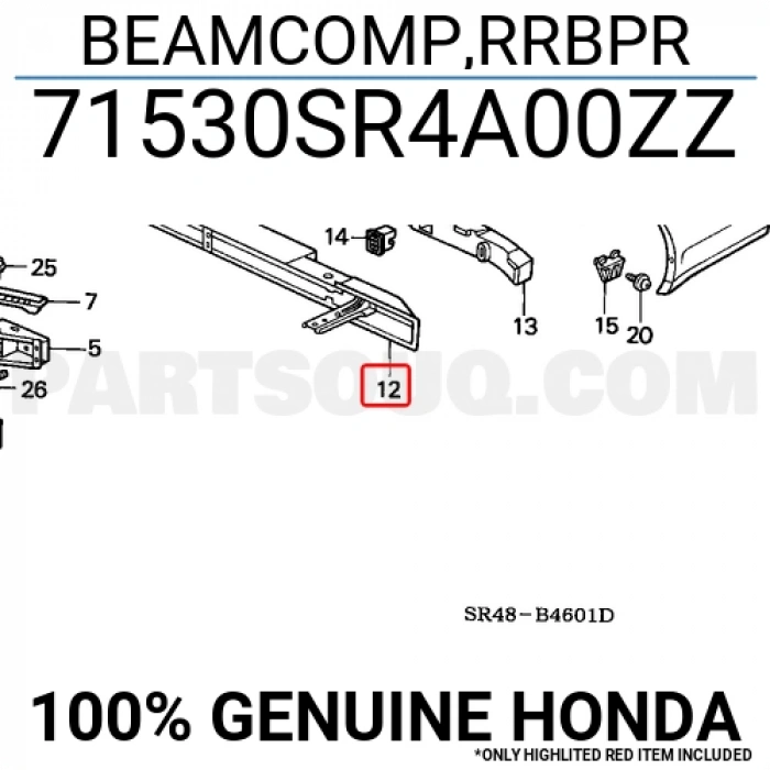 Honda Civic Arka Tampon Demiri Sedan 1992-1995 (Oem No:  71530Sr4A00Zz)