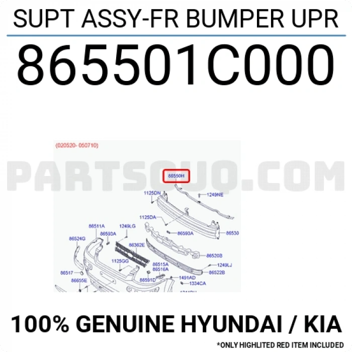 Hyundai Getz Ön Tampon Demiri Üst 2003- (Oem No:  865501C000)