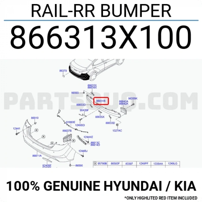 Hyundai Elantra Arka Tampon Demiri Plastik 2010- (Oem No:  866313X100)