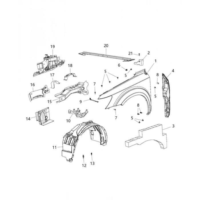 Dodge Journey- 2009-2010; Ön Çamurluk Deliksiz Sağ (Tw) Oem No: (5076730Ad)