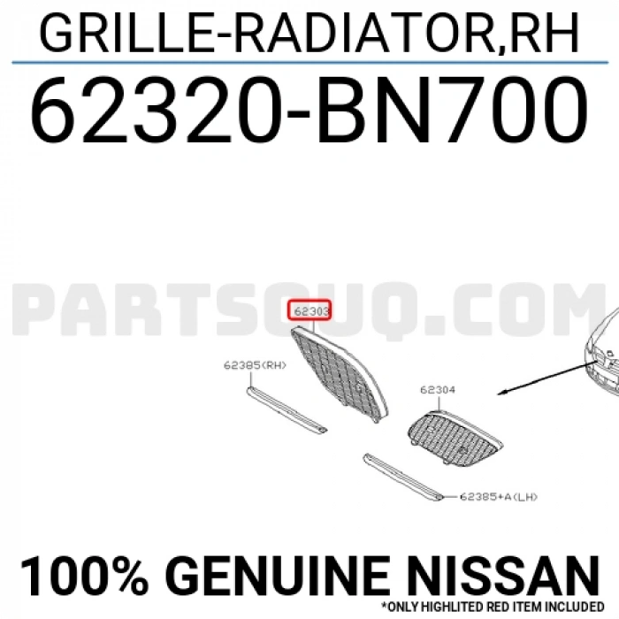 Nissan Almera- N16- Sd/Hb- 2004-2006; Ön Panjur Sağ Siyah (Nikelaj Çıtasız) (Tw) Oem No: (62320-Bn700)
