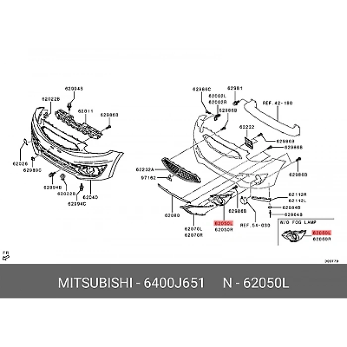 Mitsubishi Space Star- 2020-2022; Sis Lamba Kapağı Sol Sis Delikli (Fpı) Oem No: (6400J651)