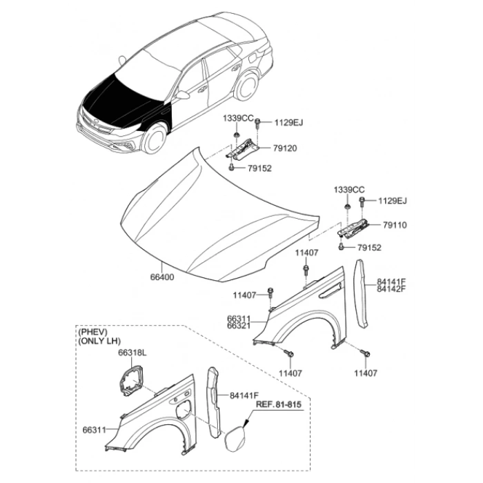 Kia Optima- 2015-2000 Ön Çamurluk Deliksiz Sol (Tw) Oem No: (66311D4000A)