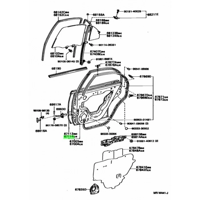 Toyota Carına- 1997--1998 Arka Kapı Sacı Sol Oem No: (67114-20210)