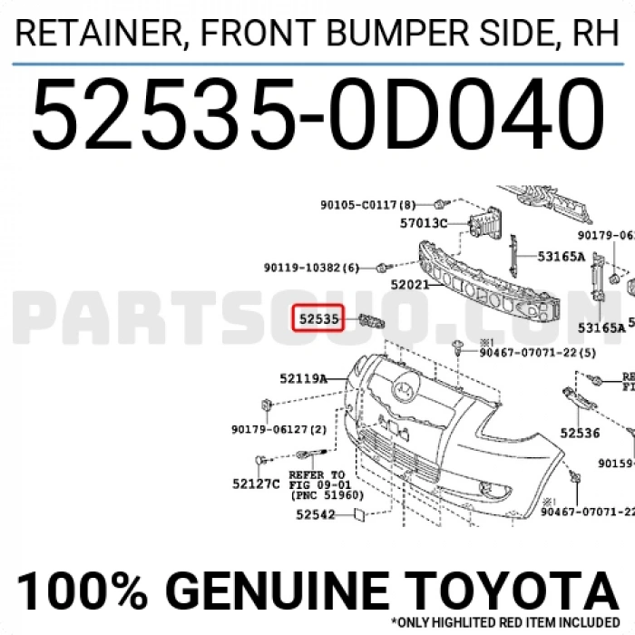 Tampon Braketi Yaris 2006- Ön Sağ  Oem No: 52535-0D040
