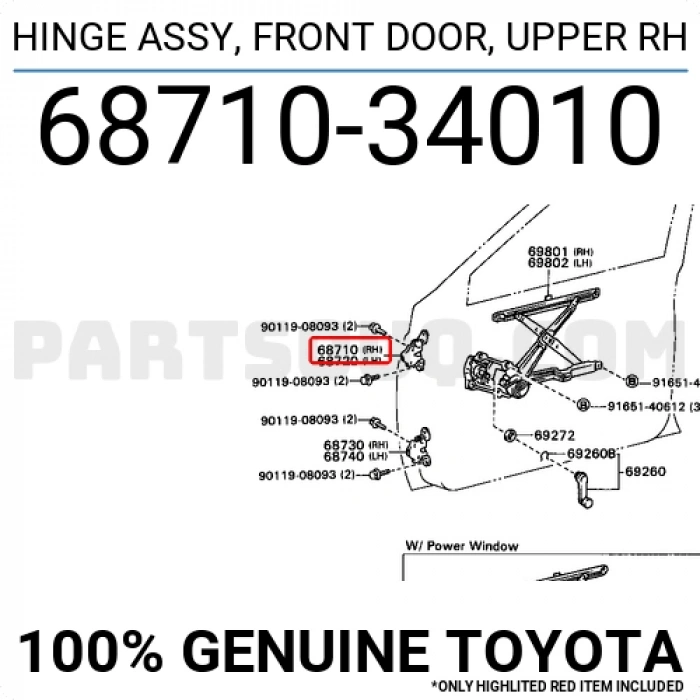 Kapı Menteşesi Hilux So Ln145 Ön Üst Sağ  Oem No: 68710-34010