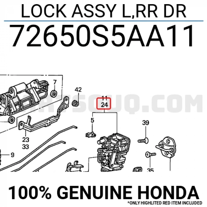 Kapı Kilidi Civic 2001- Arka Sol  Oem No: 72650-S5A-A11