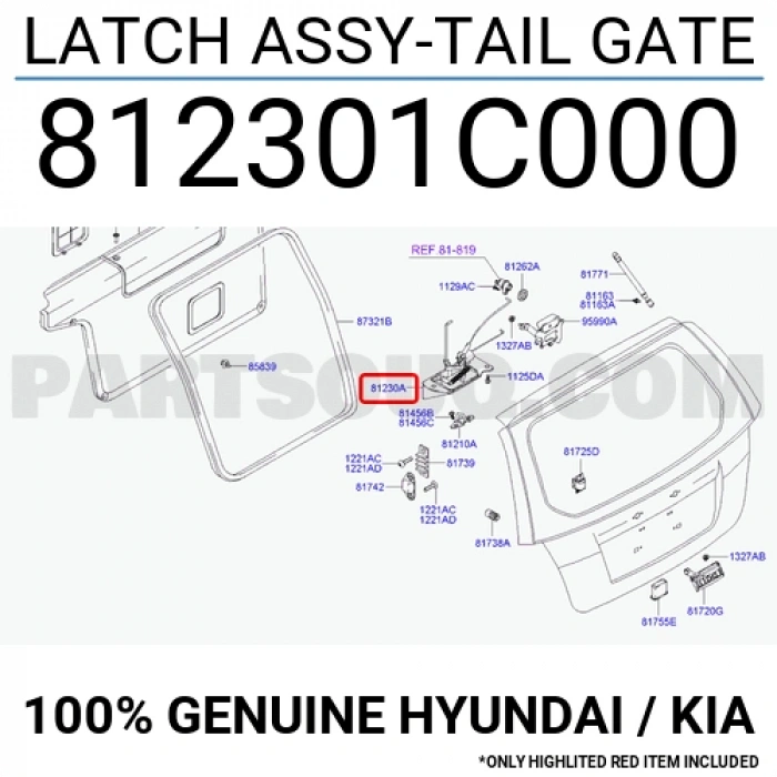 Kilit Bagaj Kapak Getz 2003-2011 (1 Adet) (Oem No: 81230-1C000)