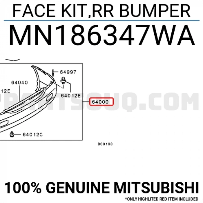 Tampon Lancer 2005-2006 Arka (Sisli) Oem No: Mn186347Wa