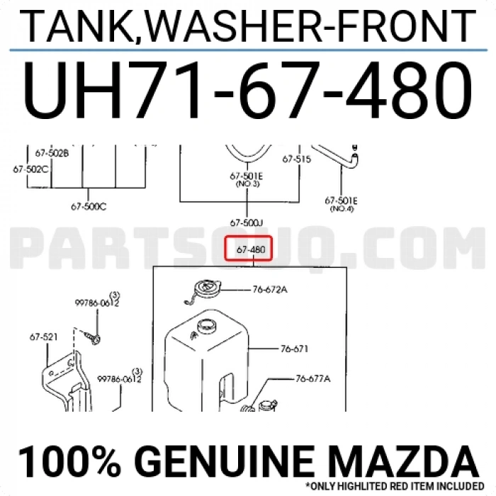 Su Fıskiye Deposu B2500 1999-2005Ranger 1999-2005 Oem No: Uh71-67-480