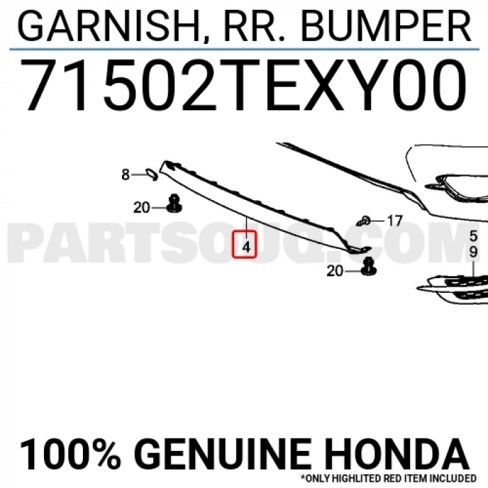Tampon Civic Arka Alt Parça 2016-19 (Oem No:71502Texy00)
