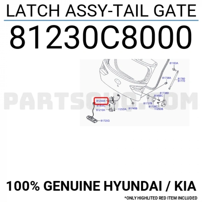 İ20 2015  Bagaj Kilidi  (Oem No:81230C8000)