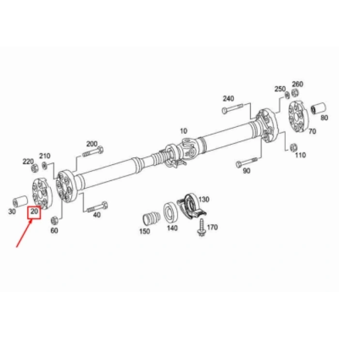 W205 213 222 257 2014  Şaft Köselesi Ön Arka (Oem No:A2174110400)