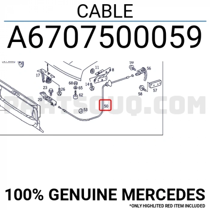 Mercedes Mb.609,709,711.D Om.364 86-1994 Kaput Açma Teli  (Oem No:A6707500059)