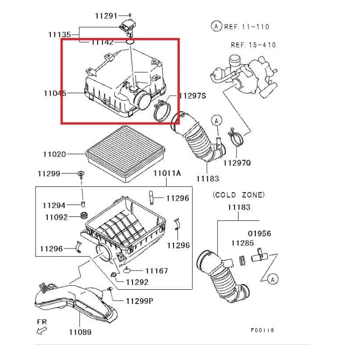 Mitsubishi L200 2006-2015 Pıck Up - Hava Filtre Kutusu Üst Parça (Delikli) (Orijinal) (Oem No: Mn171541T)