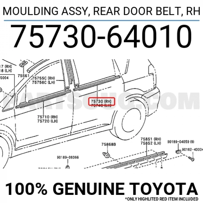 Toyota Corolla Verso - 2002-2006 Cam Sıyırıcı Dış Arka Sağ (Oem No: 7573064010)