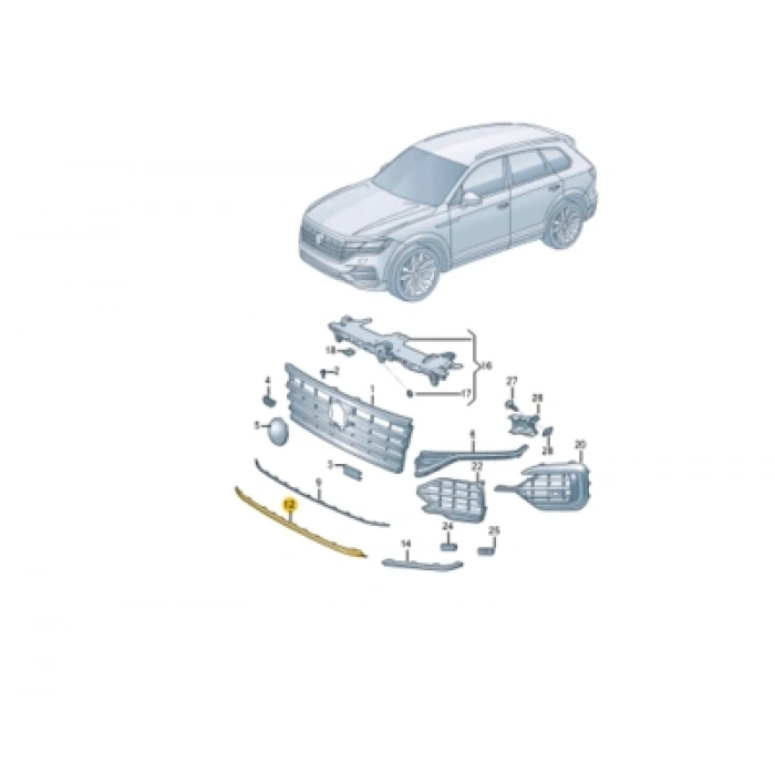 Volkswagen Touareg 2019-2023 Ön Sis Lambası Kapağı Çıtası Nikelaj (Oem No: 7608532452Zz)