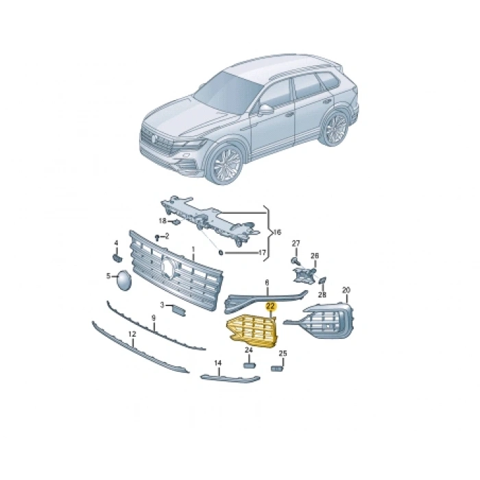 Volkswagen Touareg 2019-2023 Ön Sis Lambası Kapağı Sol (Oem No: 760853661Cryp)