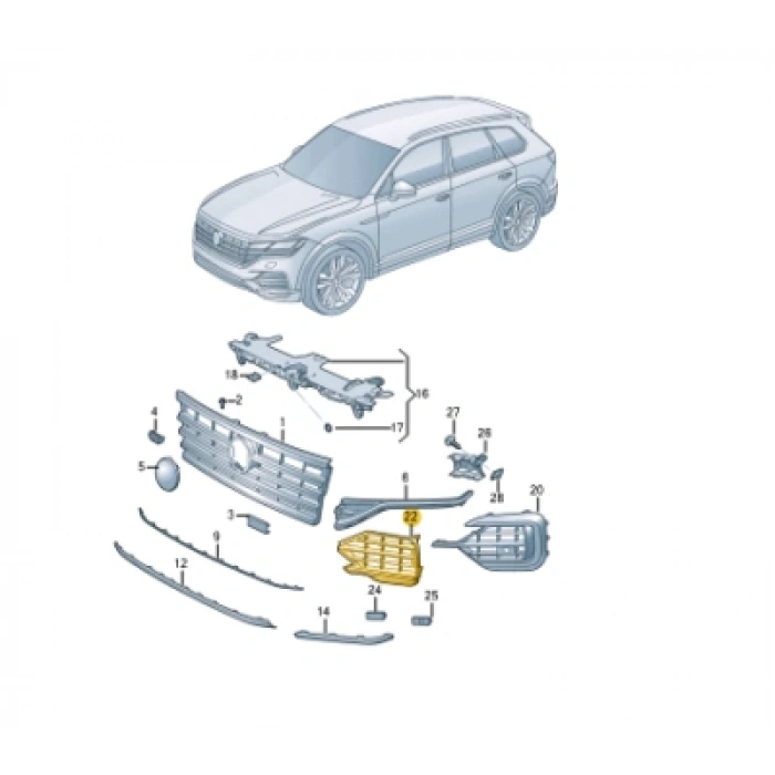 Volkswagen Touareg 2019-2023 Ön Sis Lambası Kapağı Sağ (Oem No: 760853662Bryp)