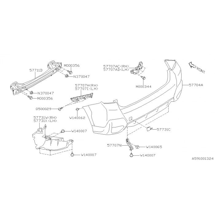Subaru Xv/Crosstrek Arka Tampon Braketi İç Sağ 2018-2020 (Oem No: 57707Fl460)