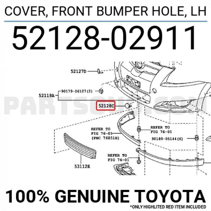 Toyota Auris 2009-2012 Çeki Demir Kapağı Ön Sol (Oem No: 5212802911)