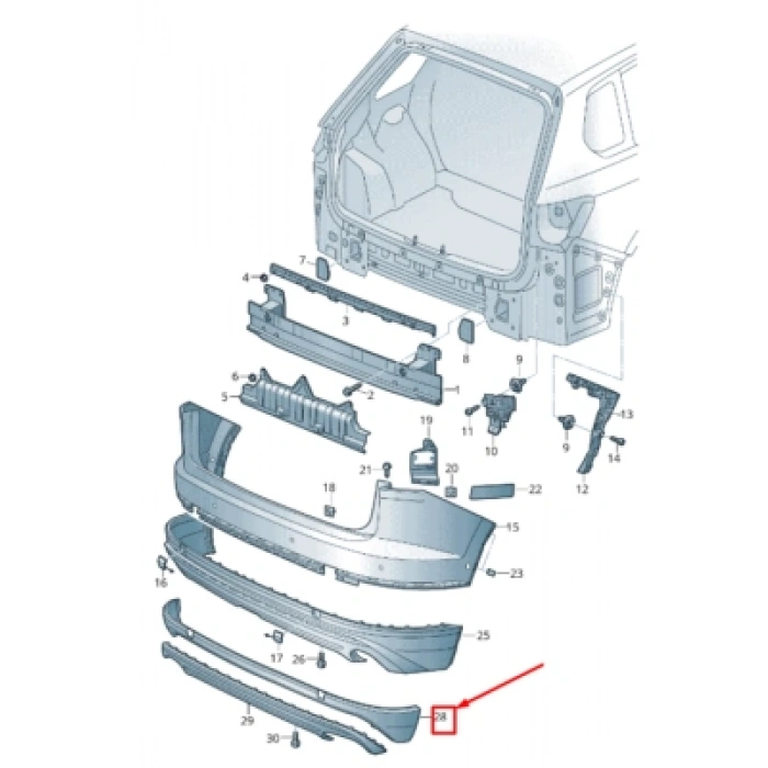 Volkswagen Touareg 2019-2023 Arka Tampon Karlık  (Oem No: 760807521Agru)