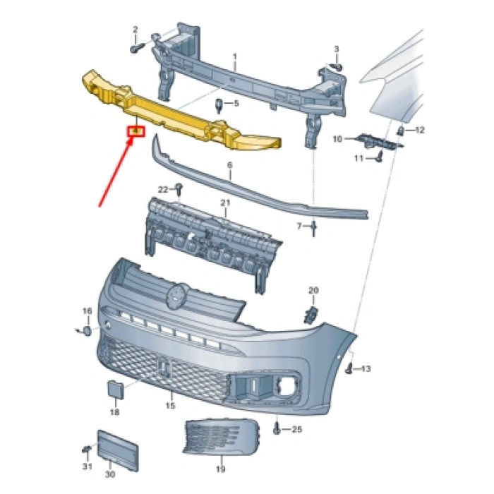 Volkswagen Caddy (2020 Yılında Çıkan Kasa) Ön Tampon Darbe Emici (Oem No: 2K7807248A)