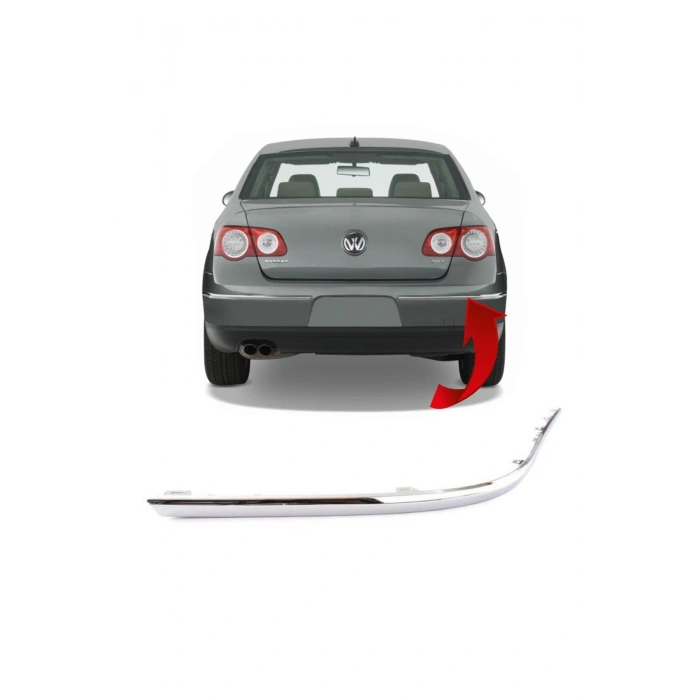 Volkswagen Passat (2005 Yılında Çıkan Kasa) Arka Tampon Kuşağı Nikelaj Sedan Sağ (Oem No: 3C5807460A)