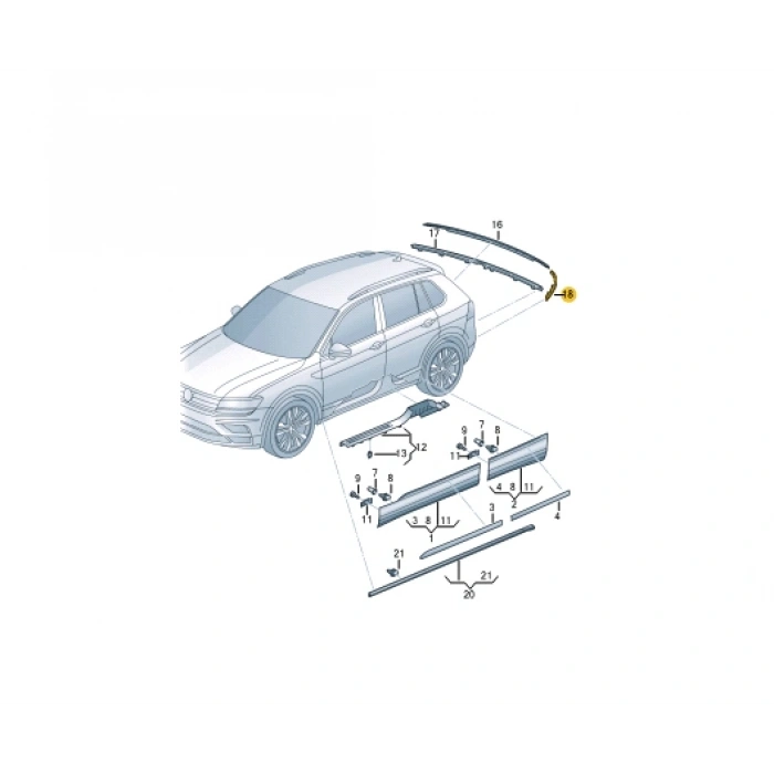 Volkswagen Tiguan 2017-2020 Tampon Nikelajı Arka Sağ (Oem No: 5Na8538422Zz)