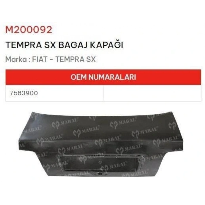 Tempra 1990-1996 Sedan Bagaj Kapağı Oem No (7583900)