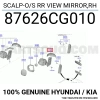 hyundai accent 2011 sonrası blue sağ dış ayna kapağı Oem No (876261R010AMZH)