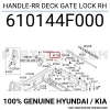 Hyundai H100 Kamyonet Kasa Kapak Mandalı 2005 Sonrası Sol Oem No (610134F000)