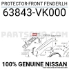 Nissan Pıckup Ön Çamurluk Davlumbazı Sol 2002-2004 (Oem No:  63843Vk000)