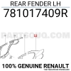 Renault Fluence Arka Çamurluk  Sol 2009- 2016- (Oem No:  781017409R)