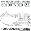 Honda Civic Motor Kaputu Hatchback 12- (Oem No:  60100Tv0E01Zz)