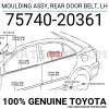 Toyota Avensis 2003-2008 Cam Sıyırıcı Arka Dış Sol (Oem No: 7574020361)