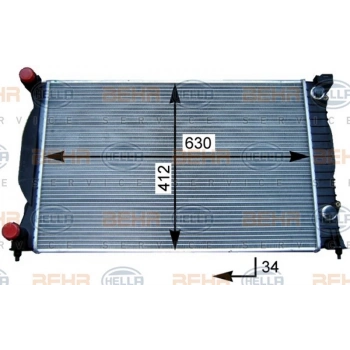 A4 (Otomotik) 2000 2008 Su Radyatörü 8Mk376717231 (632X414X34 Mm) (Oem No:8E0121251B)