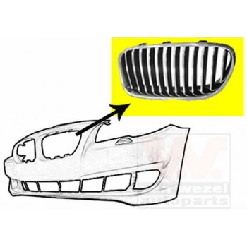 2010-2013 Bmw 5 Serı F10- Ön Panjur Sol Nikelajlı İç Petekleri Siyah (Tw) (Adet) (Oem No:51137203649)