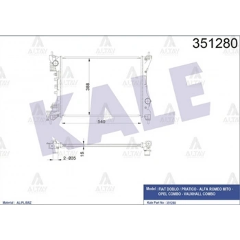 Su Radyatörü Doblo 2010 Sonrası  1.4 M-T Brazıng (Oem No:50522910) (Adet)