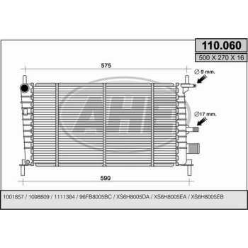 Fiesta Ka 96  Su Radyatörü Brazıng (Klımasız (96Fb 8005 Ac) (Oem No:Xs6H8005Da)