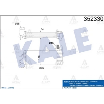 İntercooler (Ara Soğutucu) Focus Iıı 2011-2015 C-Max Iı 2010 Sonrası  Connect 2013 Sonrası  1.5 Tdcı (Oem No:1712541) (Adet)