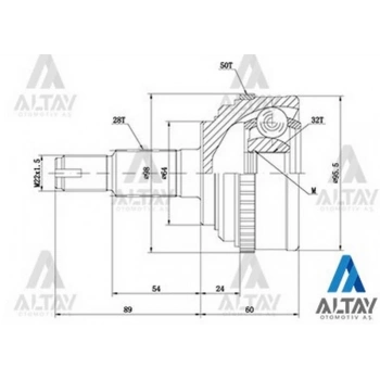 Aks Kafası Dış Accord 1998 Sonrası  Absli 28X64X32 (Oem No:44014-S1A-E00) (Adet)