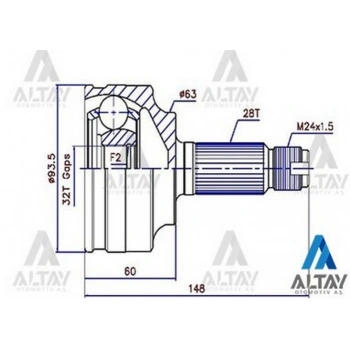 Aks Kafası Dış Accord 2003-2008 Benzinli 28X32X63 (Oem No:44014-Sdc-A50) (Adet)
