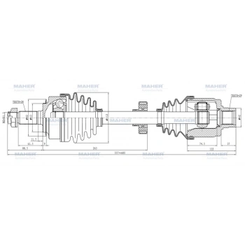 Aks Komple Ön Accord 2003-2008 2.2 Dizel Sağ M-T 557Mm (Oem No:44305-Sef-E00) (Adet)
