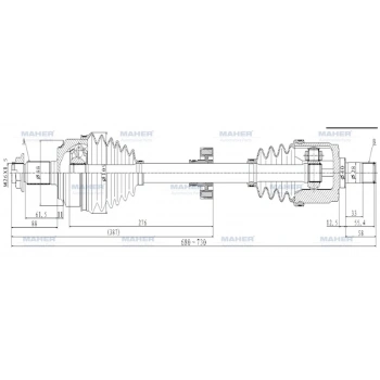 Aks Komple Ön Accord 2008-2015 Sol Benzinli A-T 2.0 680Mm (Oem No:44306-Tl1-E00) (Adet)