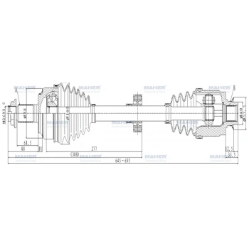 Aks Komple Ön Accord 2008-2015 Sağ Benzinli A-T 2.0 645Mm (Oem No:44305-Tl1-E00) (Adet)