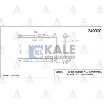 Radyatör Su Accord  1990-1993  Rover 16Mm (At) (1 Adet) (Oem No: 19010-P45-G01)