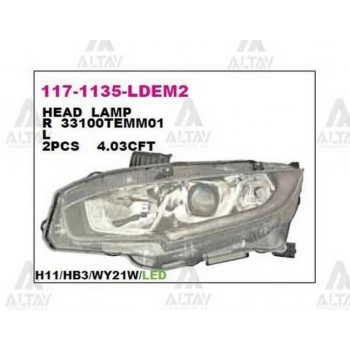 Far Civic 2016 Sonrası  Sedan Elegance-Premıum Motoru Üzerinde Ledli Sol (Oem No:33150-Tet-H01) (Adet)